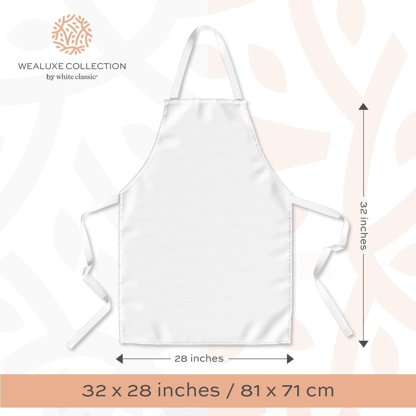 White Classic White Aprons for Adults - Commercial Chef Apron, Kitchen Aprons for Men and Women without Pockets, Sublimation Aprons, Plain Bib Artist Aprons Set - 2 Pack