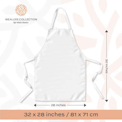 White Classic White Aprons for Adults - Commercial Chef Apron, Kitchen Aprons for Men and Women without Pockets, Sublimation Aprons, Plain Bib Artist Aprons Set - 2 Pack