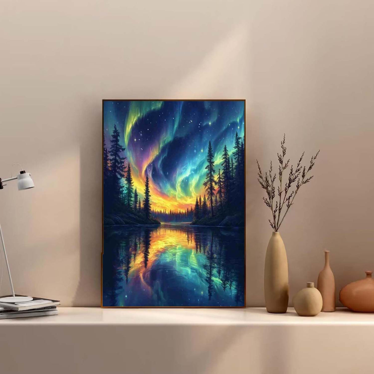 MBYAUYN Diamond Art Kits for Adults Aurora Lake, Diamond Painting Kit DIY, Full Drill Diamond Painting Kit, Dimond Art Paintings 5D for Home Wall Decor 12 X 16 Inch MBYAUYN