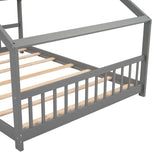 Bellemave Full-Size Montessori Floor Bed Frame with Playhouse Design in Grey Bellemave