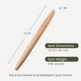 Muso Wood Wooden French Rolling Pin for Baking, Beech Wood Tapered Rolling Pin for Fondant Pie Crust Cookie Pastry(French 15.75-Inch) muso wood