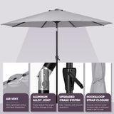 Tempera 9ft Patio Market Outdoor Table Umbrella with Push Button Tilt and Crank,Large Sun Umbrella with Sturdy Pole&Fade resistant canopy,Easy to set, Grey Tempera