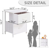 Somdot White Nightstand, Small Dresser for Bedroom with 2 Drawers, Bedside Table Night Stand End Table with Fabric Bins for Bedroom Kids Closet Dorm Guest Room, White Leather Somdot