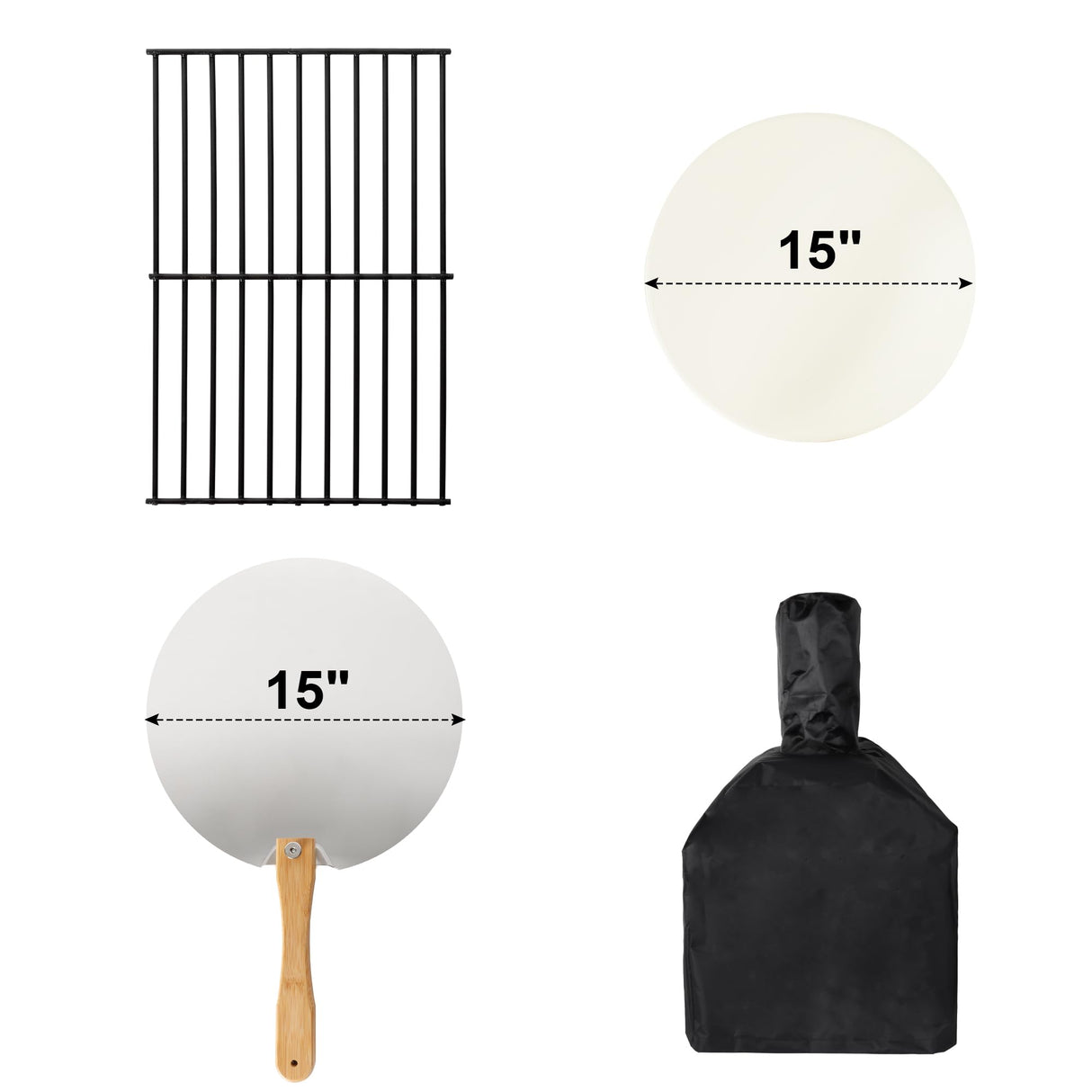 15’’ Outdoor Pizza Oven Wood Fired Pizza Oven Portable Patio Ovens Included Pizza Stone, Pizza Peel, Fold-up Legs, Cover Cooking Rack for Camping Backyard BBQ Polar Aurora