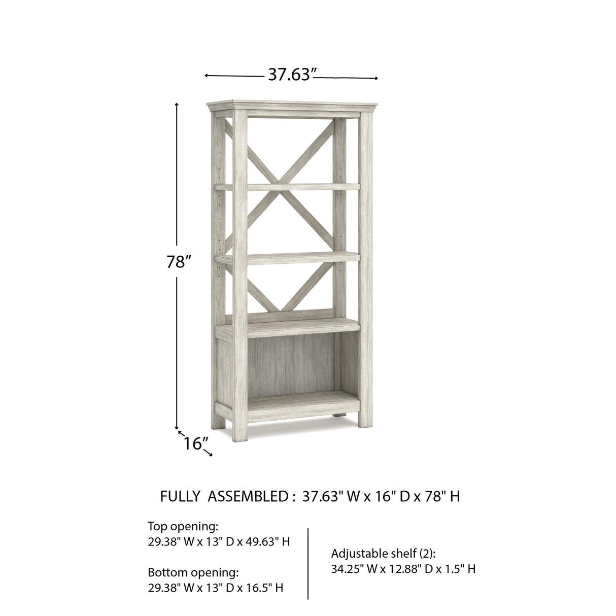 Signature Design by Ashley Carynhurst Rustic Farmhouse 75" Bookcase with 4 Shelves, White Signature Design by Ashley