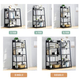 IOTXY 5 Tier Open Bookshelf - Steel and Wood Display Stand, 50CM Width Floor-Standing Bookcase, Black IOTXY