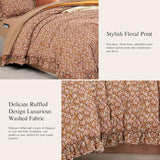 BLOOMHAVEN Queen Comforter Set - 7 Pieces Ruffle Brown Bedding Sets, Shabby Chic Farmhouse Bed in a Bag with Ruffle Comforter, Sheets, Pillowcases & Shams BLOOMHAVEN