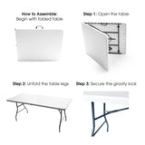 BERRYDIRECT White Foldable Table – Built in Carry Handle [6 FT, Quantity 1] Foldable Dining Table, Lightweight,Portable Table, Outdoor, Picnic, Camping, Party BERRYDIRECT