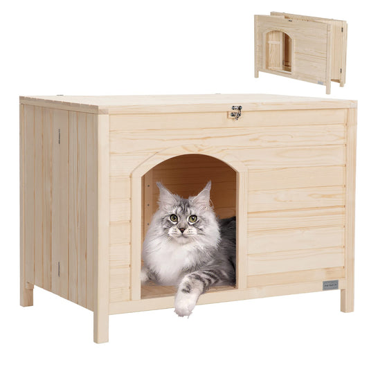 Petsfit Large Cat Litter Box Furniture Hidden,No Tools Required Assembly,Cat Washroom Furniture with Top Opening,Wooden Pet House End Table,Folding Litter Box Enclosure,35.5L x 23.5W x 27H in - WoodArtSupply