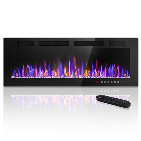 VENDORZ Electic Fireplace, 60" Recessed and Wall Mounted Electric Fireplace, Ultra-Thin Electric Fireplace Inserts Heater, 750W/1500W Fire Places Insert and Wall Electric Fireplace with Remote Control VENDORZ