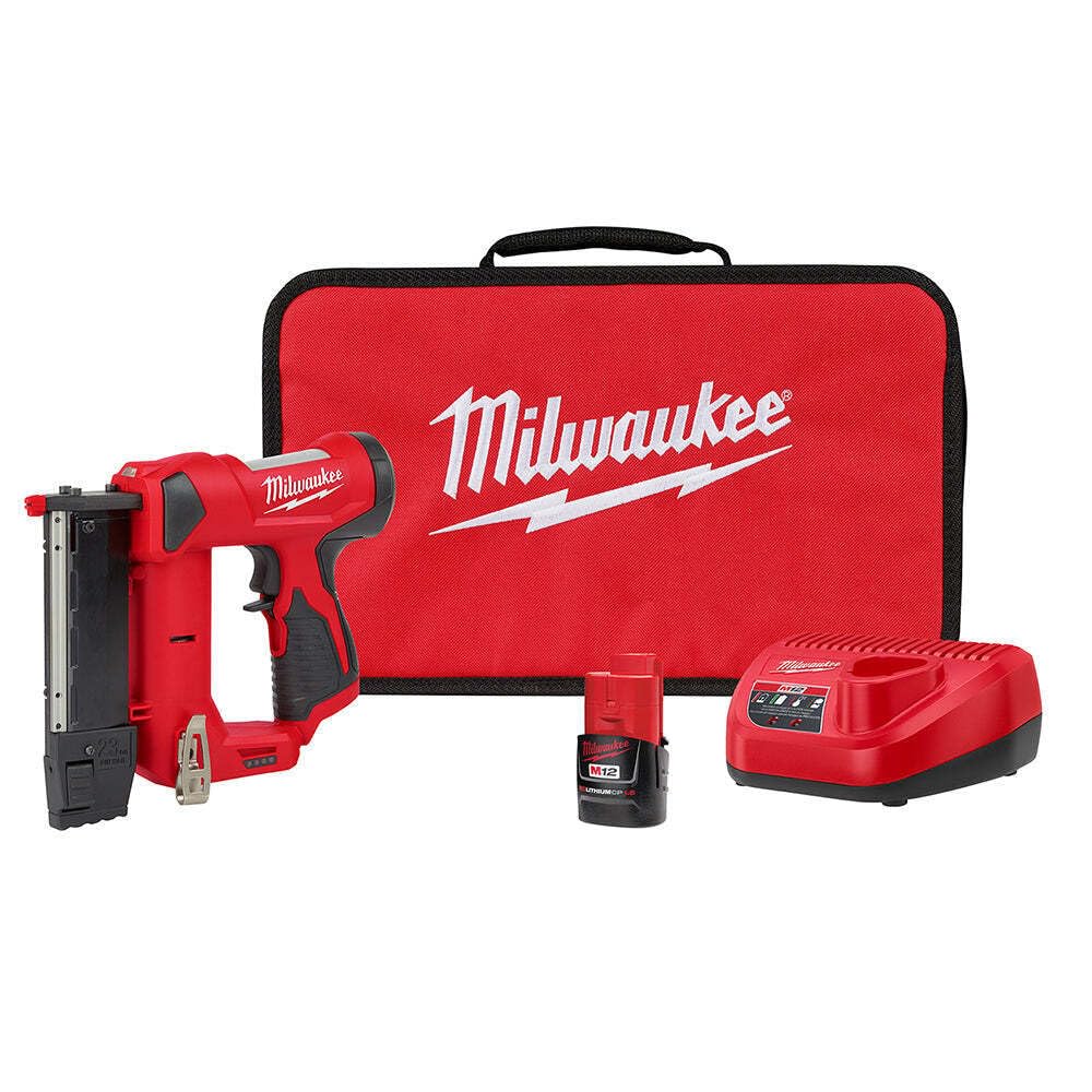 For Milwaukee 2540-21 M12 12V 23 Gauge Lightweight Compact Cordless Pin Nailer Kit - WoodArtSupply