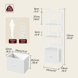 MAHANCRIS Bookshelf, 5-Tier Bookcase with Drawer, Small Book Shelf for Small Space, Storage Shelf Organizer, for Living Room, Bedroom, Study, Kitchen, White BKWT55101 MAHANCRIS
