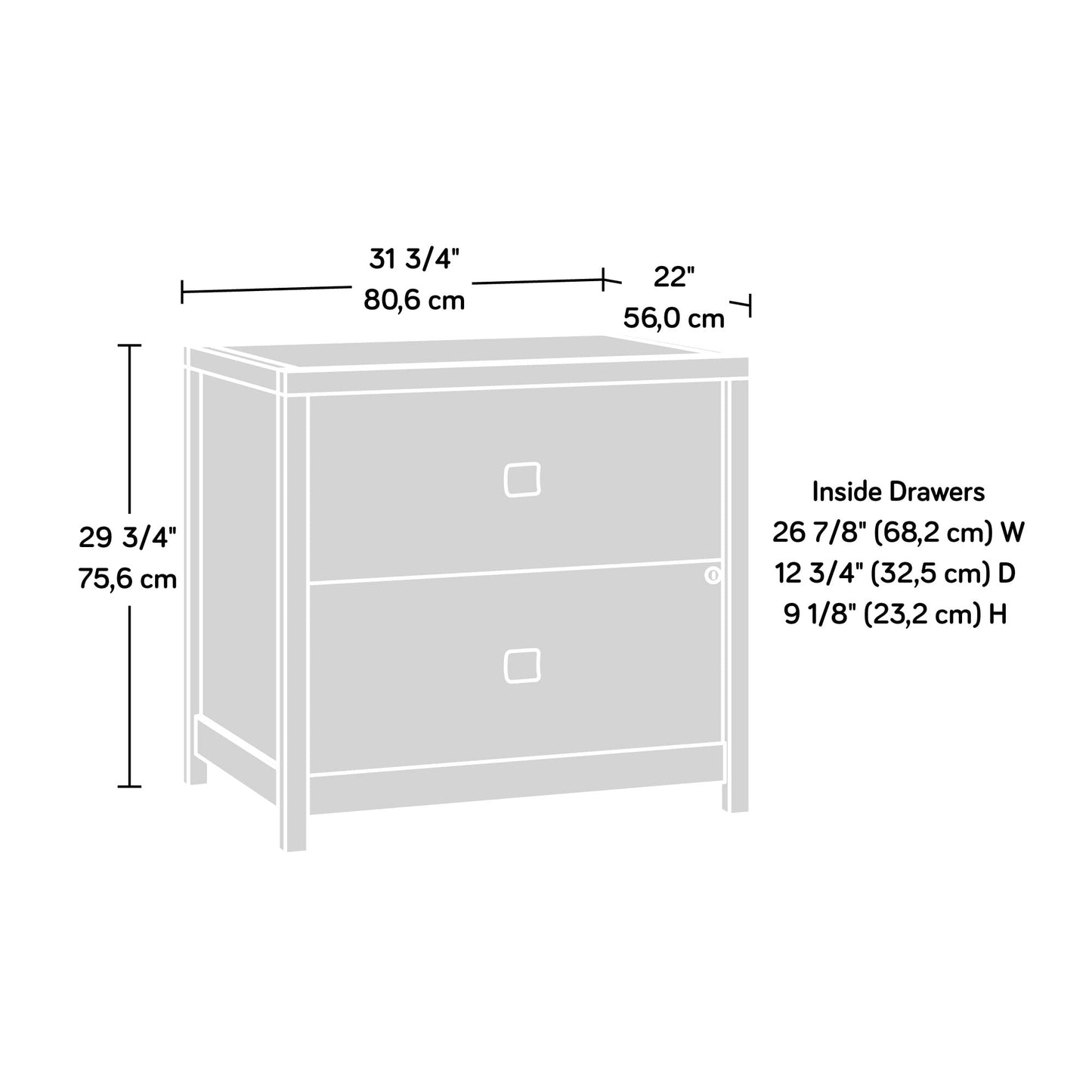 Sauder Cannery Bridge Lateral File, L: 31.73" x W: 22.05" x H: 29.76", Sindoori Mango finish - WoodArtSupply