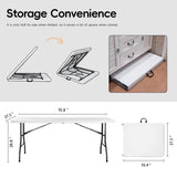 6FT Folding Table HDPE Foldable Desk Banquet Surface Fold-in-Half Utility for Working Meeting Parties, Picnic, Camping, Weddings, Catering, Garden Dining-White pollilar