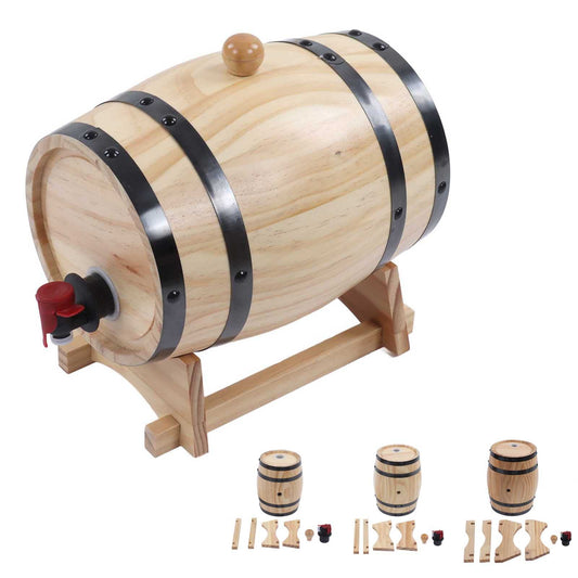 Wooden Wine Barrel, Vintage Pine Wood Wine Barrel with Stand, Wooden Barrels Buck with Control Valve, Wine Barrel Dispenser for Aging Wine and Beer - WoodArtSupply