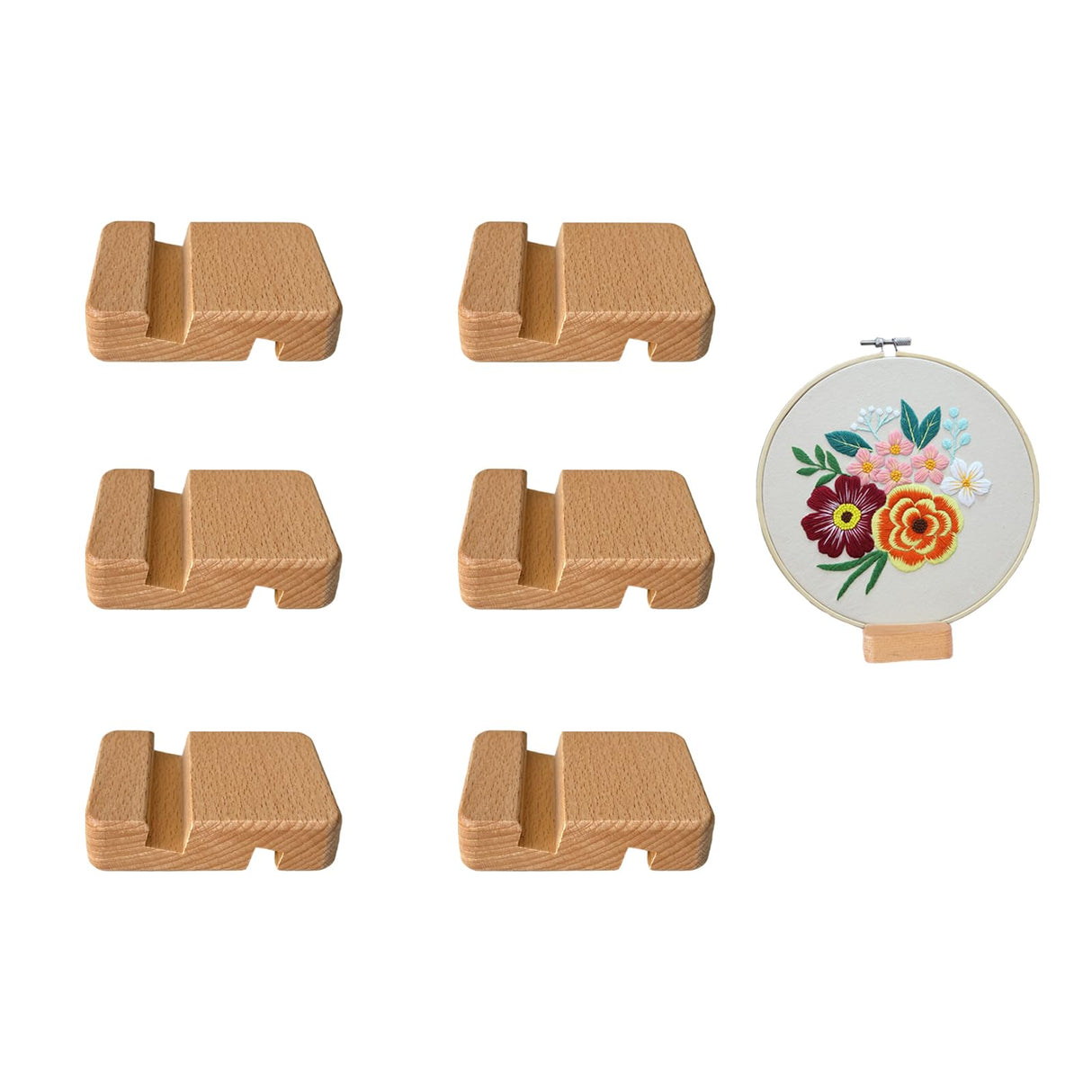 6 Pcs Wooden Embroidery Hoop Base, Cross Stitch Holder for Embroidery Display Stand TQFXGLL