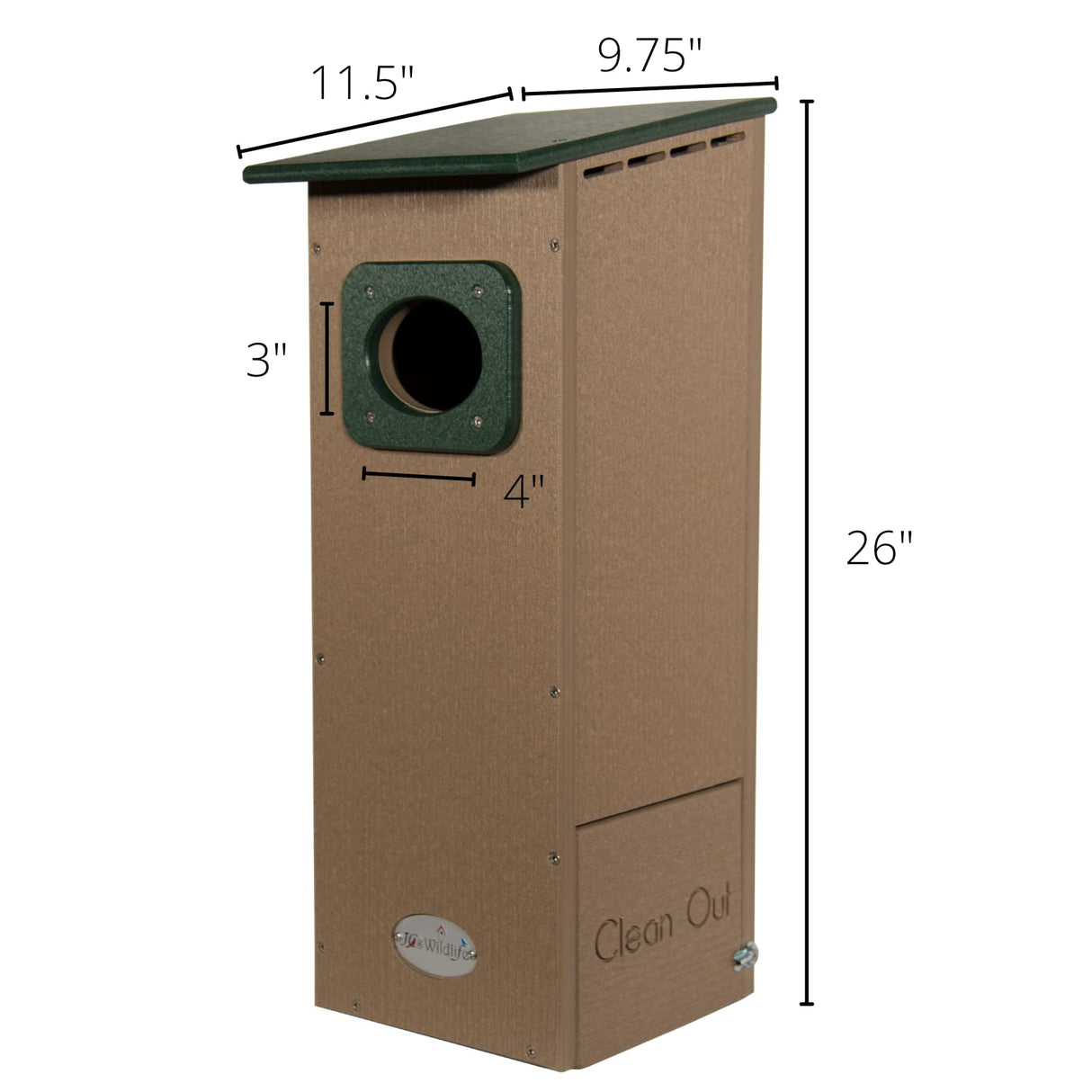 JCs Wildlife Poly Lumber Wood Duck House (Green and Tan) JCs Wildlife