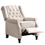EBELLO 2 Pcs Pushback Recliner Chairs, Fabric Armchair Push Back Recliner with Rivet Decoration, Single Sofa Accent Chair for Living Room, Bedroom,Beige EBELLO