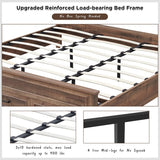 ACCOHOHO Rustic King Size Bed Frame with 52" Tall Headboard and Hidden Storage Drawers, Light Brown ACCOHOHO