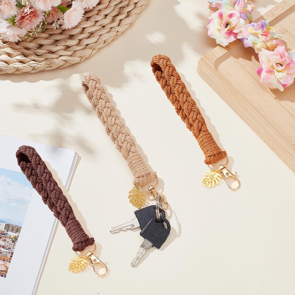 FREEBLOSS 6 Set Macrame Keychain Lanyard Kit DIY Macrame Palm Leaf Keychain Kit with Instruction Macrame Wristlet Macrame Hanging Decor DIY Macrame Kit for Beginners FREEBLOSS