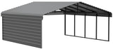 Arrow Carports Galvanized Steel Carport, with 1-Sided Enclosure, Compact Car Metal Carport Kit, 20' x 20' x 9', Charcoal Arrow Shed