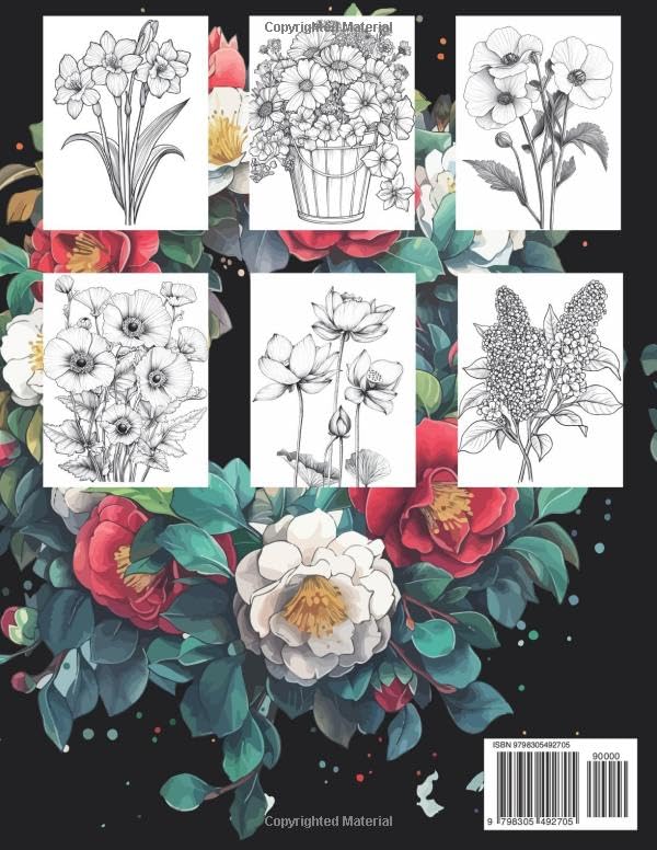 Flowers Coloring Book: Beautiful and Inspirational Floral Designs for Mindful Stress Relief, Anxiety Reduction, and Relaxation for Adults and Teens Majosta