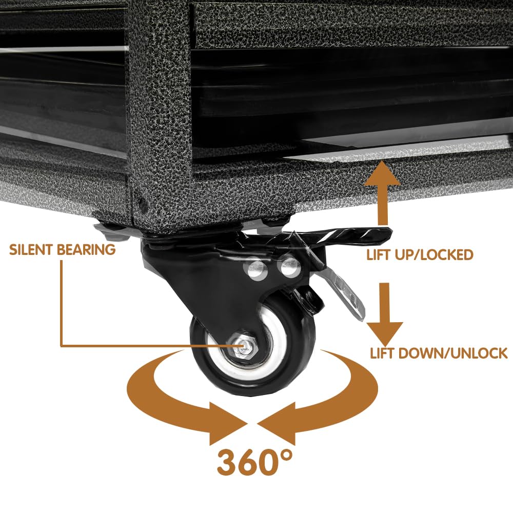 Luckyberry 38/42/46 inch Heavy Duty Extra Large Indestructible Dog Crate Kennel Indoor with Separation Anxiety Lockable Wheels and Removable Tray LUCKYBERRY