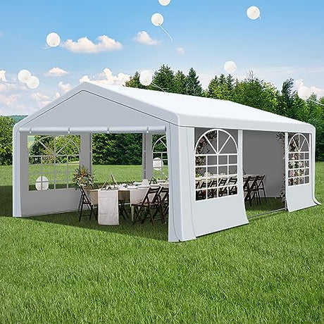 Raysfung 20 x 20Ft Party Tent Heavy Duty, Outdoor Wedding Tent with Removable Sidewalls, Event Gazebo Shelters Canopy for Party Raysfung