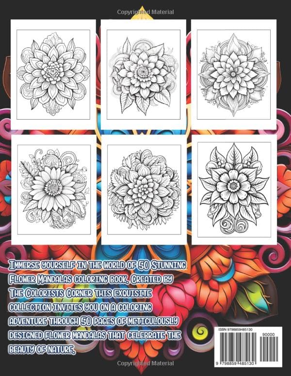 50 Stunning Flower Mandalas Coloring Book: Adult Coloring Book Featuring Intricate Flower Inspired Mandalas for Stress Relief and Relaxation WoodArtSupply