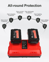 KOOMICY 4Pack 18V 6.0Ah Batteries Replacement for Milwaukee M-18 Battery and 1 Charger Set KOOMICY