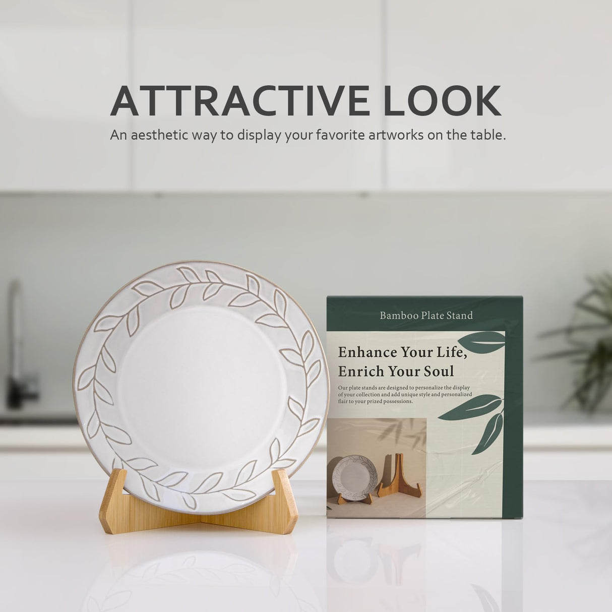 ANBOXIT Plate Stands for Display, 6 Inch Plate Holders for Displaying, Bamboo Picture Frame Stand for Tables, Tabletop Easels, Decorative Stand for Platter, Dish, Book, Photo and Plaque (1 Pack) ANBOXIT