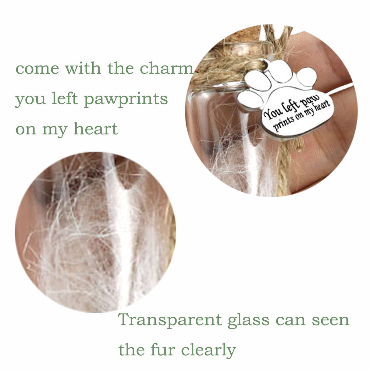 Pet Hair Memorial Bottle,Glass Vial for Ashes Or Hair Dog Or Cat Keepsake Pet Loss Gift (Bottle) free-space