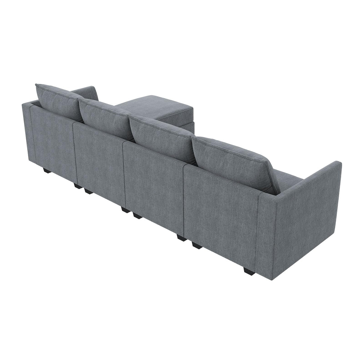 HONBAY Modular Sectional Couch with Reversible Chaise L-Shape Sofa 4-Seat Corner Couch Modular Sofa with Storage Seat, Bluish Grey HONBAY