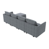 HONBAY Modular Sectional Couch with Reversible Chaise L-Shape Sofa 4-Seat Corner Couch Modular Sofa with Storage Seat, Bluish Grey HONBAY