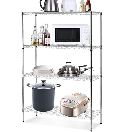 4-Shelf Adjustable Heavy Duty Metal Storage Shelving, 250 Capacity Per Shelf, 36" X 14" X 54" Wire Shelving Unit Racks for Garage Closet, Chrome Dkeli