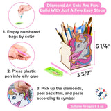 Little Jupiter Unicorn Diamond Art Kids Pencil Holder - Unicorn Crafts - Pencil Holder for Desk - Gem Art - Dot Art Kits Little Jupiter