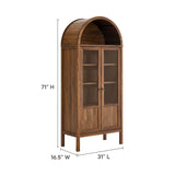 Modway Tessa Arched 71" Tall Storage Display Cabinet in Walnut Wood Grain Modway