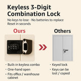 71" Metal Storage Cabinet with Keyless 3-Digit Combination Lock, Adjustable Shelves, Reinforced Steel Body, Magnetic Doors, for Office/Warehouse/Garage（Beige） WoodArtSupply