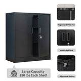 Wanfu Metal Storage Cabinet, 36" H Locking Storage Cabinet with 2 Adjustable Shelves for Garage, Home, Office, Utility Room-Black Wanfu