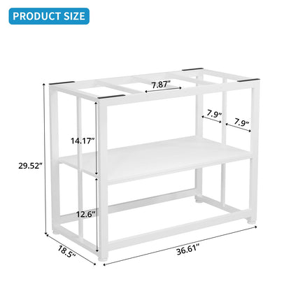 VOWNER 40-50 Gallon Fish Tank Stand - Metal Aquarium Stand, 36.6" x 18.5" x 29.5" Heavy Duty Reptile Tank Stand, Adjustable 2-Tier Fish Tank Rack Shelf for Home Office, Tank not Included, White