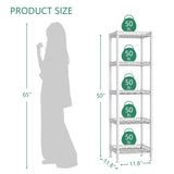 GIOTORENT 5 Tier Standing Shelving Metal Units, Adjustable Height Wire Shelf Display Rack for Laundry Bathroom Kitchen 11.8 W x 11.8 D x 50 H (5-Tier, White) GIOTORENT