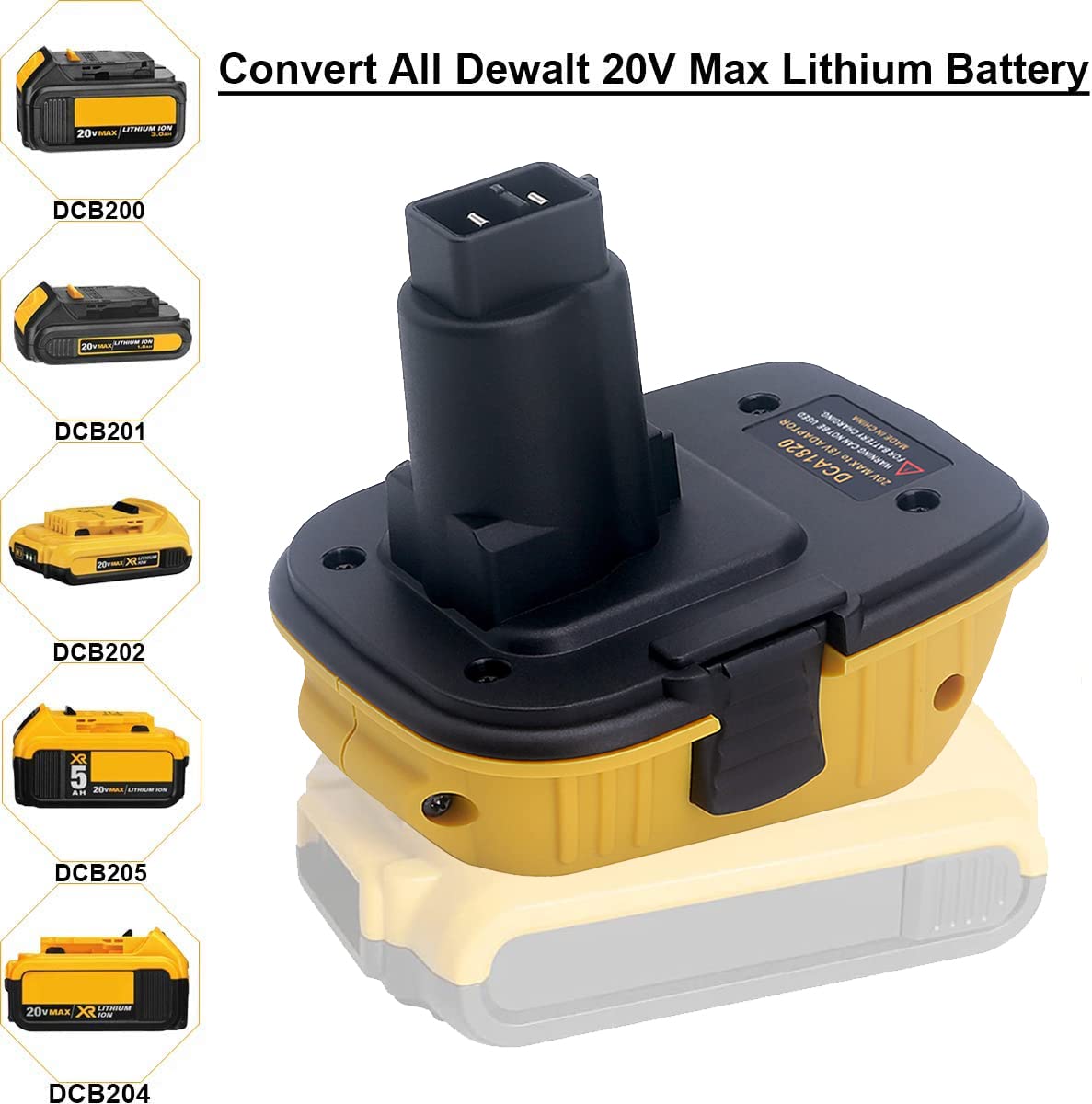 2-Packs DCA1820 Replace for Dewalt 18V to 20V Battery Adapter, Convert DeWalt 20Volts Max XR Lithium Battery DCB203 DCB204 DCB206 DCB609 to DeWalt 18 Volts XRP Drills Cordless Power Tools - WoodArtSupply