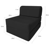 D&D Futon Furniture Sleeper Chair Folding Bed, Studio Sofa Guest Folded Mattress, High Density Foam (70 x 24 x 6, Black) D&D Futon Furniture