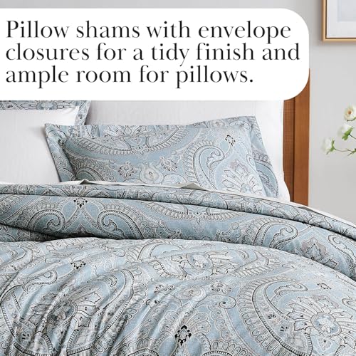 Southshore Fine Living, Inc. Oversized Full/Queen Size Comforter Bedding Set, Boho Paisley Bedding, Full Size/Queen Bed Comforter Set with 2 Matching Shams, Pure Melody Aqua Southshore Fine Living, Inc.
