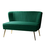 TINA'S HOME Contemporary Velvet Loveseat Sofa, Upholstered Loveseat Couch with Golden Metal Legs, Small Tufted 2-Seat Sofa Armless Love Seat for Living Room, Bedroom, Apartment Small Spaces, Green TINA'S HOME