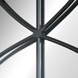 HOMCOM 36.5" x 23.5" Large Farmhouse Wall Mirror, Arch Window Mirror for Wall Decor in Living Room, Bedroom, Entryway, Rustic Wood Grain HOMCOM