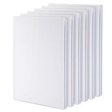 Paper Junkie White Blank Hardcover Books for Kids to Write Stories, Unlined Scrapbook and Journal - 18 Sheets/36 Pages Each - 6x8 inch (Pack of 6) - Blank Journal - Drawing Notebook - White Notebook Paper Junkie