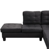 Divano Roma Furniture Modern Tufted Micro Suede L Shaped Sectional Sofa Couch with Reversible Chaise & Ottoman, Large, Black Divano Roma Furniture