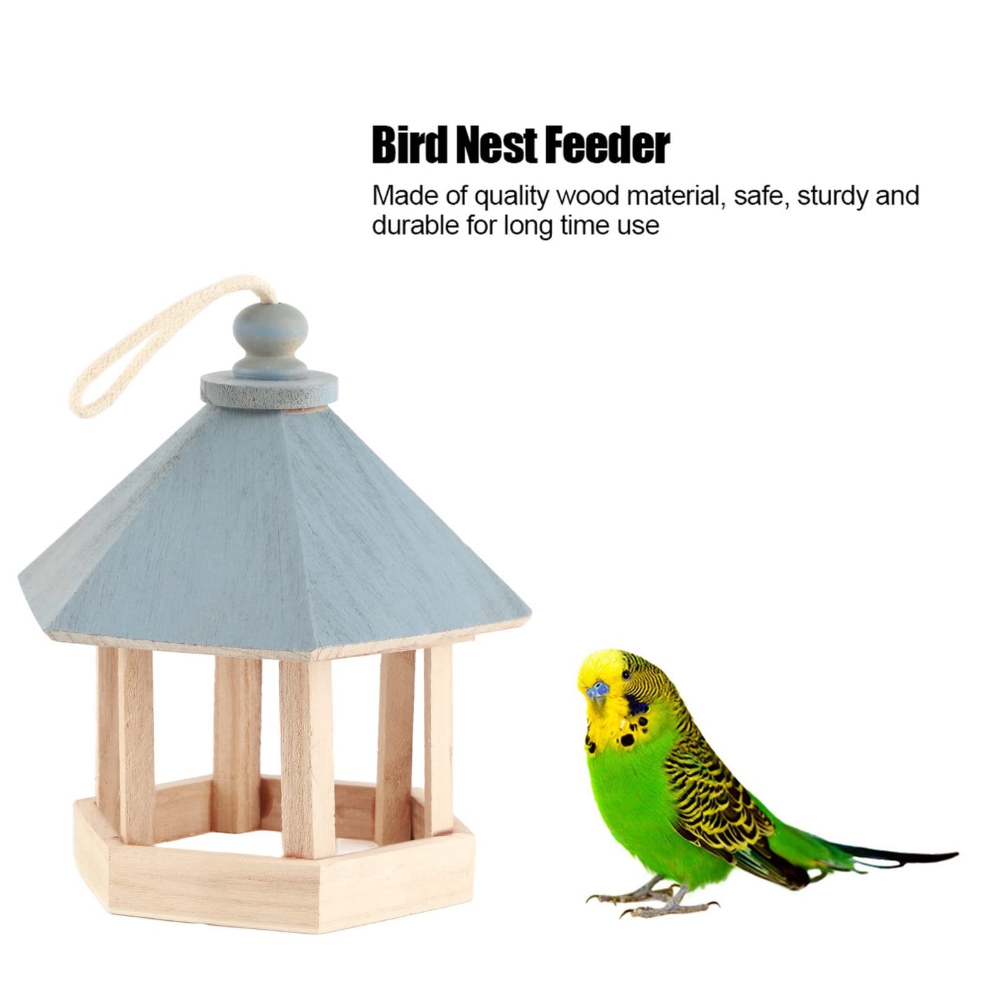 Hexagon Gazebo Bird Feeder,Wood Birds House Feeder Wooden Hanging Wild Bird Feeder for Outside Feeding Birds. - WoodArtSupply