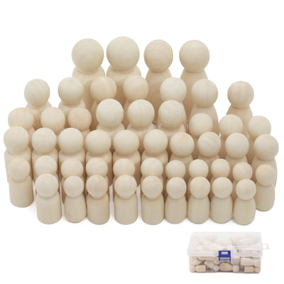 Hagao Unfinished Wooden Peg Dolls, Wood Doll Bodies Male Female Peg Doll People for DIY Art Craft, Painting, Peg Game, Home Party Decoration 50PCS